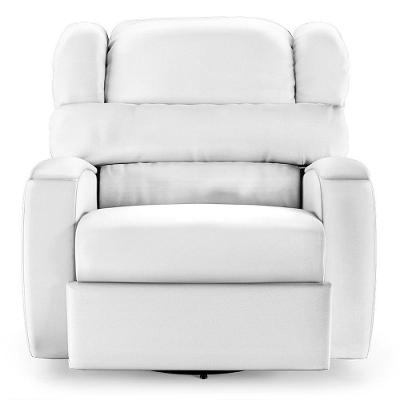 Poltrona Do Papai Sala De Cinema Reclinável Manchester Glider Manual Giratória Pu Branco
