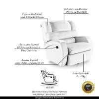 Poltrona Do Papai Sala De Cinema Reclinável Manchester Glider Manual Giratória Pu Branco - 8