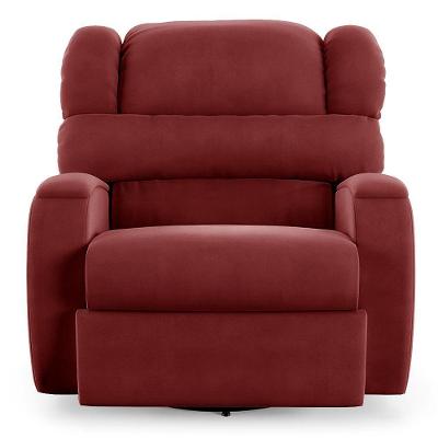Poltrona Do Papai Sala De Cinema Reclinável Manchester Glider Manual Giratória Veludo Vermelho