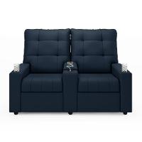 Poltrona Do Papai Reclinável Sala De Cinema 2 Lugares Manual Baú Usb Veludo Azul - 1