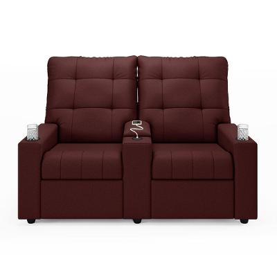 Poltrona Do Papai Reclinável Sala De Cinema 2 Lugares Manual Baú Usb Veludo Vinho