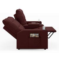 Poltrona Do Papai Reclinável Sala De Cinema 2 Lugares Manual Baú Usb Veludo Vinho - 2