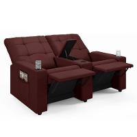 Poltrona Do Papai Reclinável Sala De Cinema 2 Lugares Manual Baú Usb Veludo Vinho