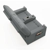 Poltrona Do Papai Reclinável Sala De Cinema 2 Lugares Manual Baú Usb Pu Cinza - 6