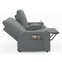 Poltrona Do Papai Reclinável Sala De Cinema 2 Lugares Manual Baú Usb Pu Cinza - 8