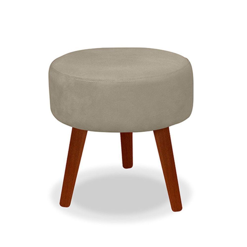 Kit 2 Puff Redondo Decorativo Danny Pés Palito Cor:creme - 3