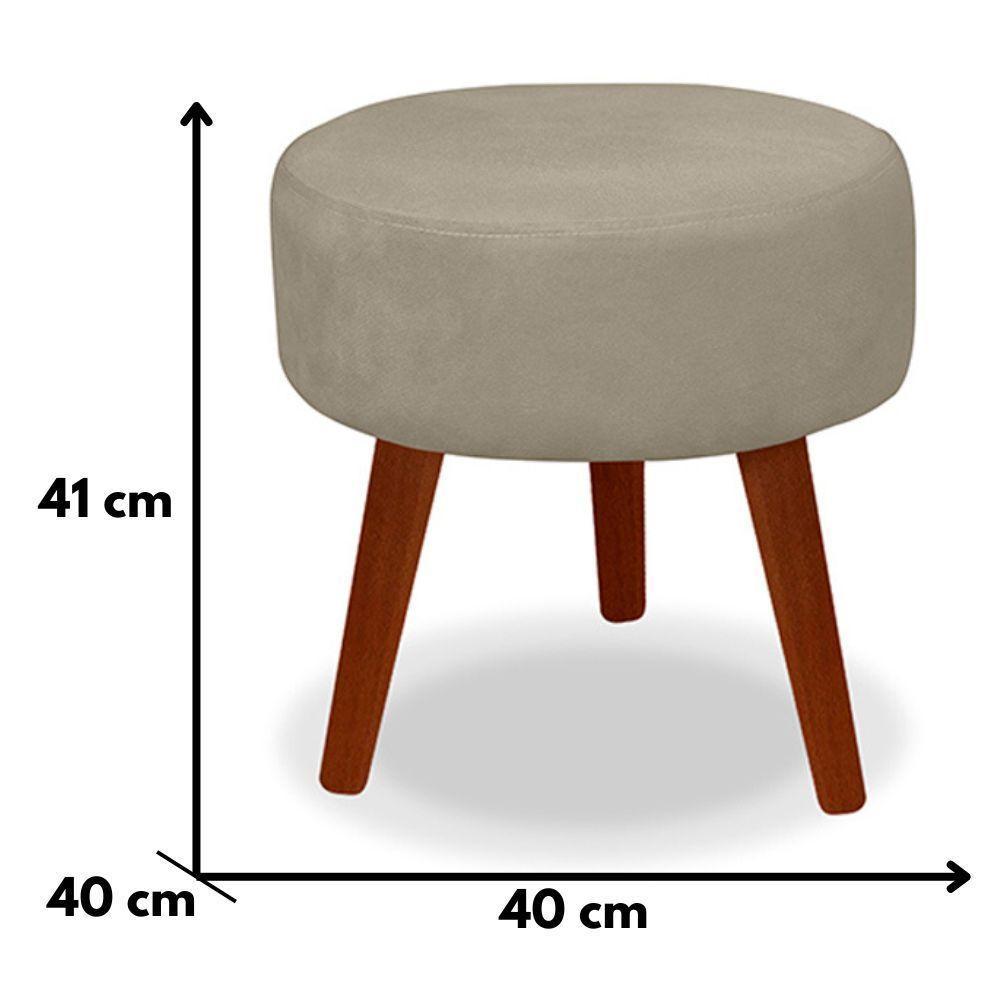 Kit 2 Puff Redondo Decorativo Danny Pés Palito Cor:creme - 4