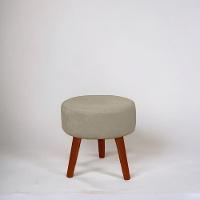 Kit 2 Puff Redondo Decorativo Danny Pés Palito Cor:creme - 2