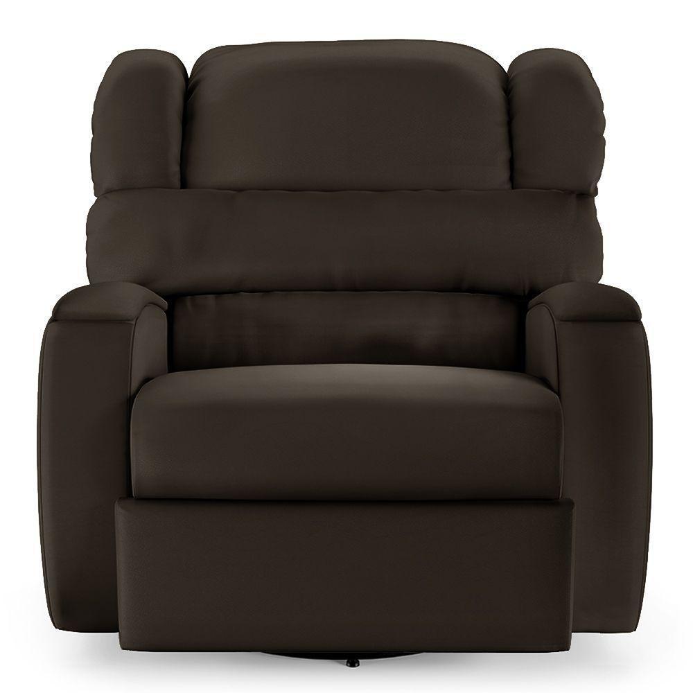 Poltrona Do Papai Sala De Cinema Reclinável Manchester Glider Manual Giratória Pu Marrom - 1