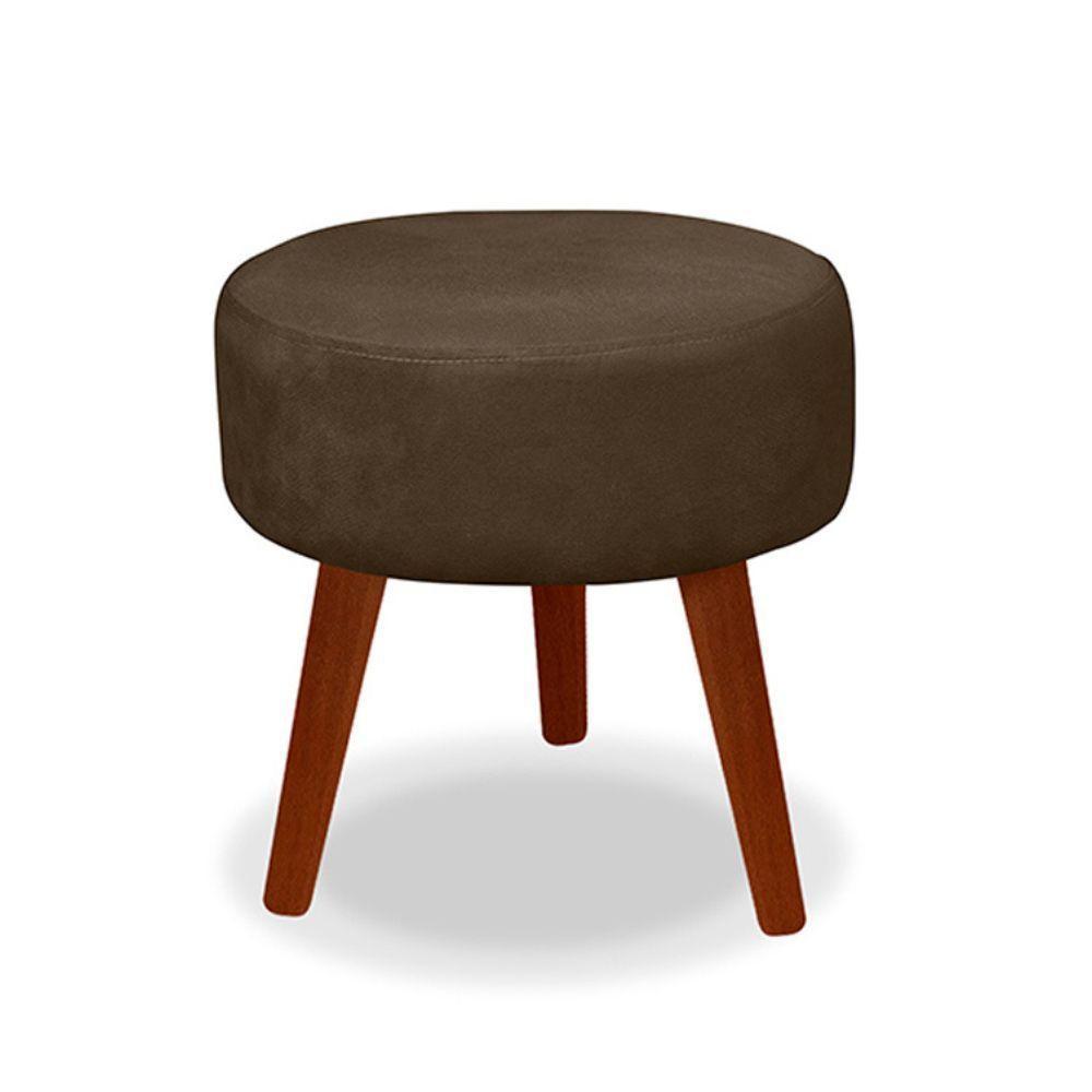 Kit 2 Puff Redondo Decorativo Danny Pés Palito Cor:marrom - 3