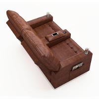 Poltrona Do Papai Reclinável Sala De Cinema 2 Lugares Manual Baú Usb Pu Marrom Brilho - 5