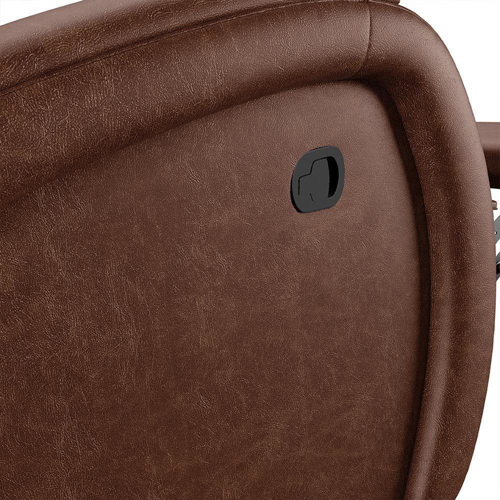 Poltrona Do Papai Sala De Cinema Reclinável Manchester Glider Manual Giratória Pu Marrom Brilho - 6