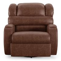Poltrona Do Papai Sala De Cinema Reclinável Manchester Glider Manual Giratória Pu Marrom Brilho - 1