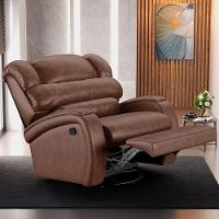 Poltrona Do Papai Sala De Cinema Reclinável Manchester Glider Manual Giratória Pu Marrom Brilho