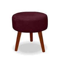 Kit 2 Puff Redondo Decorativo Danny Pés Palito Cor:vermelho Escuro - 3