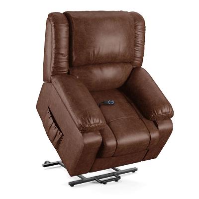 Poltrona Do Papai Reclinável Sala De Cinema Barcelona Elevação Lift Elétrico Pu Marrom Brilho