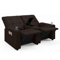 Poltrona Do Papai Reclinável Sala De Cinema 2 Lugares Manual Baú Usb Pu Marrom - 3