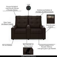 Poltrona Do Papai Reclinável Sala De Cinema 2 Lugares Manual Baú Usb Pu Marrom - 6