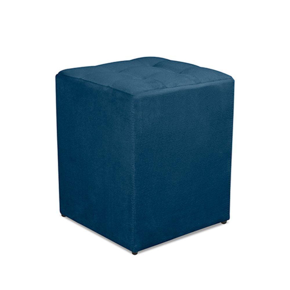 Kit 2 Puff Quadrado Decorativo Suede Cor:azul Escuro - 3