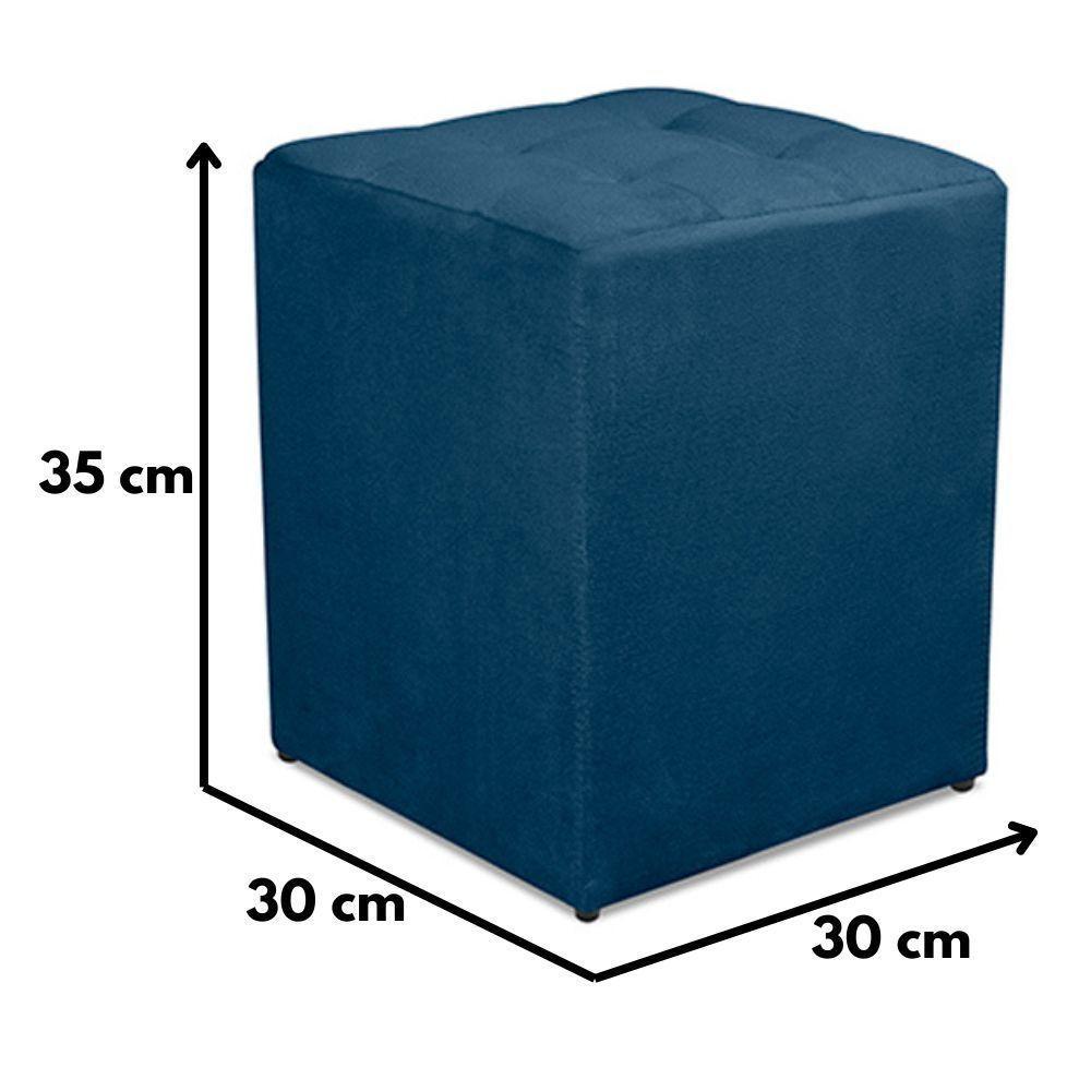 Kit 2 Puff Quadrado Decorativo Suede Cor:azul Escuro - 4