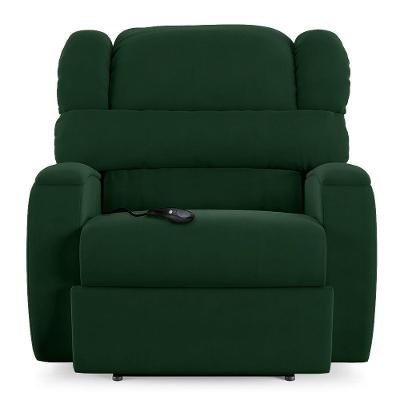 Poltrona Do Papai Sala De Cinema Reclinável Manchester Controle Elétrico Usb Veludo Verde Esmeralda