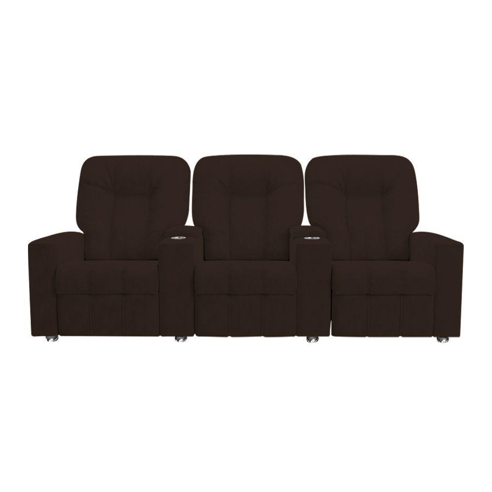 Poltrona Reclinável 3 Lugares Para Sala De Cinema Arsenal Veludo Marrom - 2