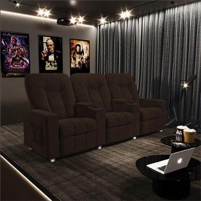 Poltrona Reclinável 3 Lugares Para Sala De Cinema Arsenal Veludo Marrom