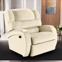 Poltrona Do Papai Sala De Cinema Reclinável Manchester Glider Manual Giratória Pu Bege - 3