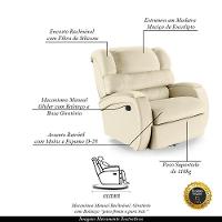 Poltrona Do Papai Sala De Cinema Reclinável Manchester Glider Manual Giratória Pu Bege - 8