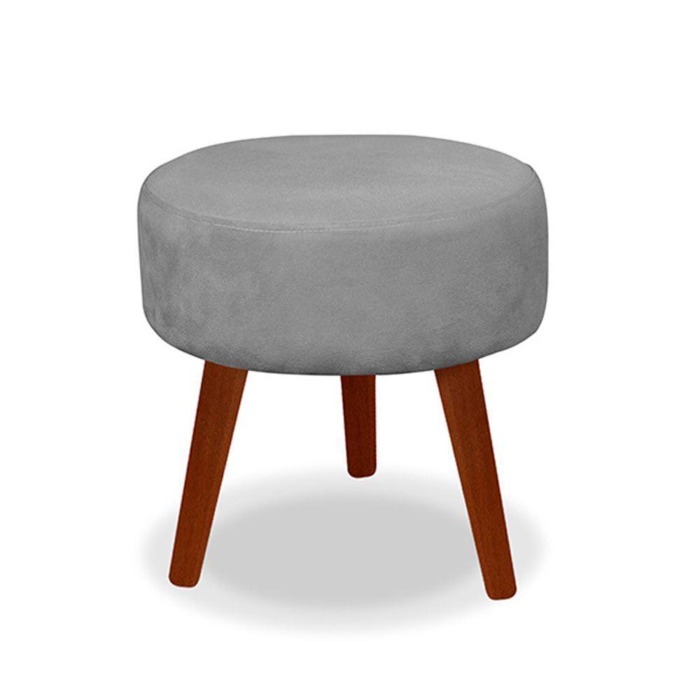 Kit 2 Puff Redondo Decorativo Danny Pés Palito Cor:cinza Claro - 3