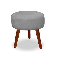 Kit 2 Puff Redondo Decorativo Danny Pés Palito Cor:cinza Claro - 3