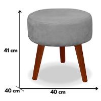 Kit 2 Puff Redondo Decorativo Danny Pés Palito Cor:cinza Claro