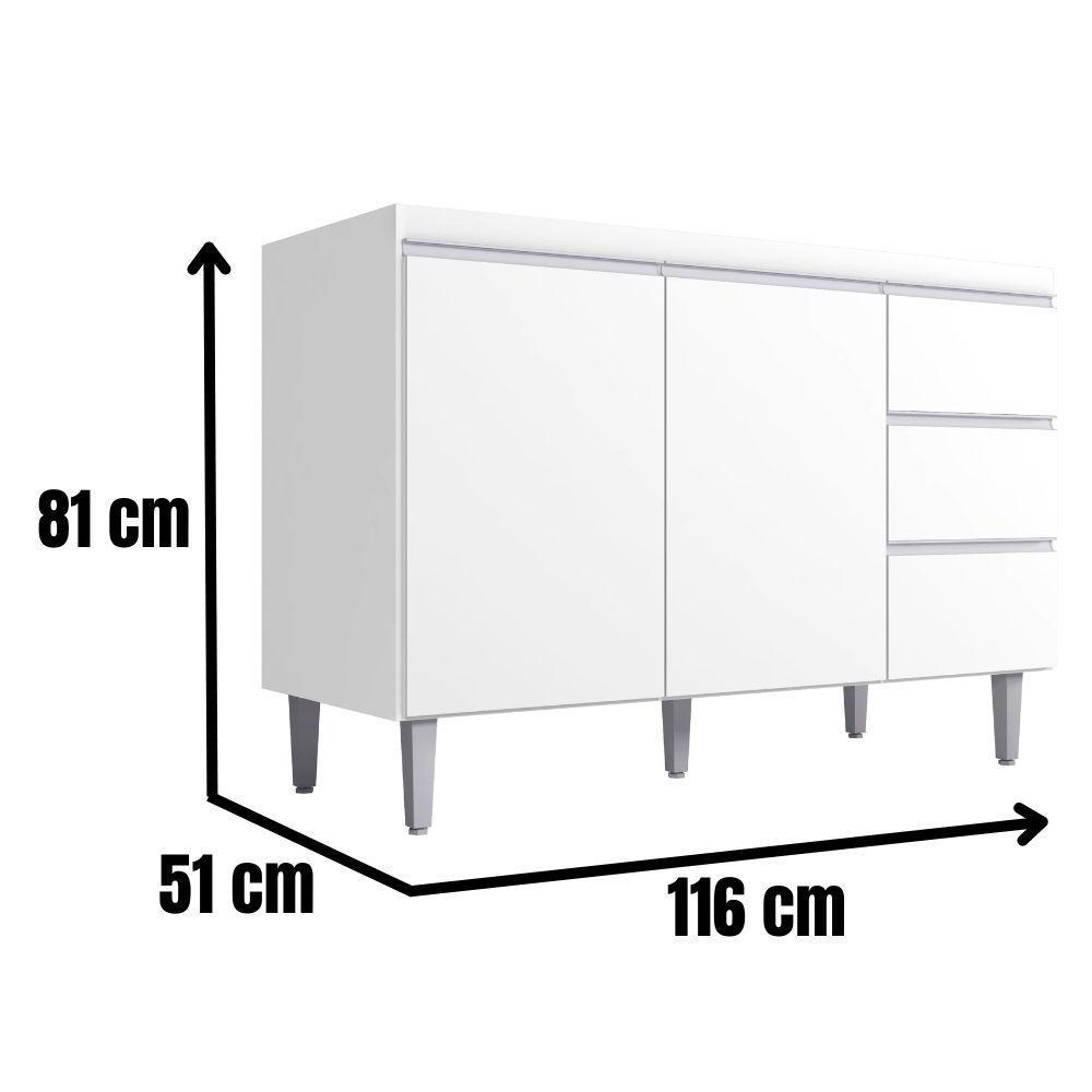 Balcão Para Pia Andréia 120 Cm 2 Portas Branco Ajl - 4