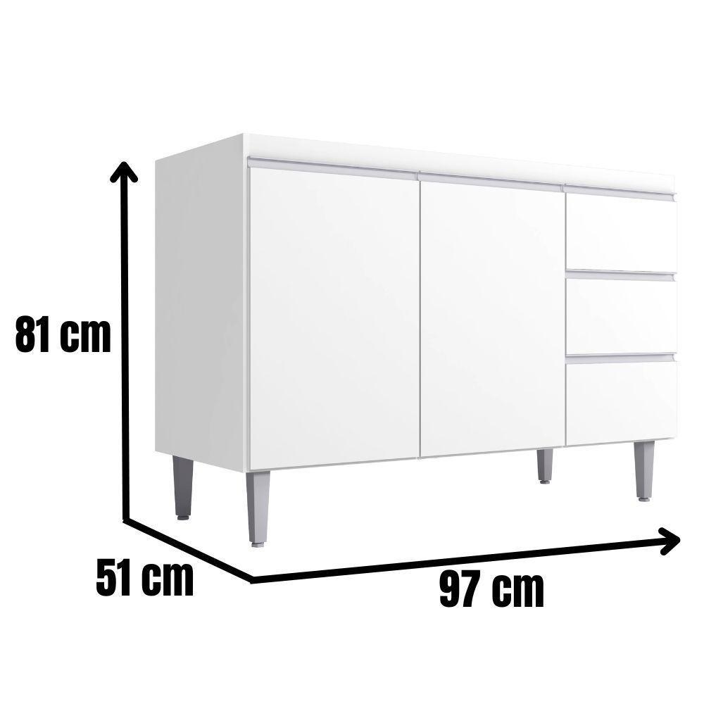 Balcão Para Pia Andréia 100 Cm 2 Portas Branco Ajl - 4