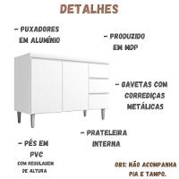 Balcão Para Pia Andréia 100 Cm 2 Portas Branco Ajl - 5
