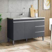 Balcão Para Pia Andréia 100 Cm 2 Portas Cinza Ajl - 2