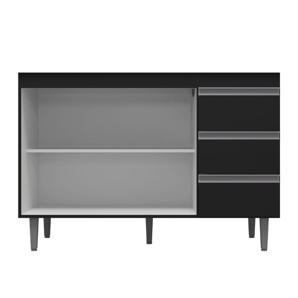 Balcão Para Pia Andréia 120 Cm 2 Portas Preto Ajl - 3