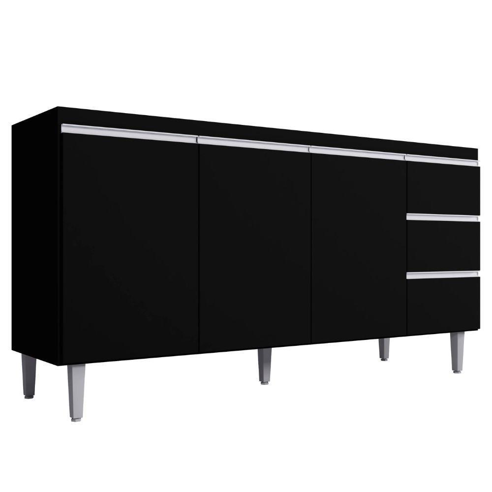 Balcão Para Pia Andréia 160 Cm 3 Portas Preto Ajl - 1