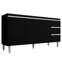 Balcão Para Pia Andréia 160 Cm 3 Portas Preto Ajl - 1