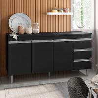 Balcão Para Pia Andréia 160 Cm 3 Portas Preto Ajl - 2