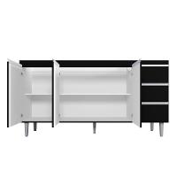 Balcão Para Pia Andréia 160 Cm 3 Portas Preto Ajl - 3