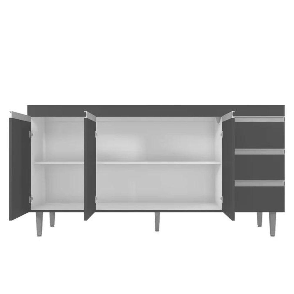 Balcão Para Pia Andréia 160 Cm 3 Portas Cinza Ajl - 3