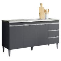 Balcão Para Pia Andréia 160 Cm 3 Portas Cinza Ajl - 1