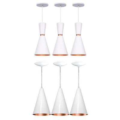Kit 3 Luminaria Cone Moderno + 3 Luminaria Cone Branco Branco