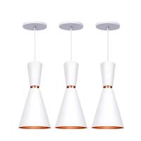 Lustre Pendente Cone Moderno Mesa Balcão Preto Iluminar Ambiente Branco - 3