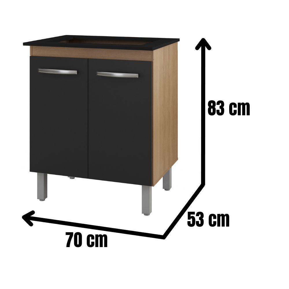 Balcão Para Cooktop Jade 5 Bocas 2 Portas Moblis Cor:savana Preto - 3