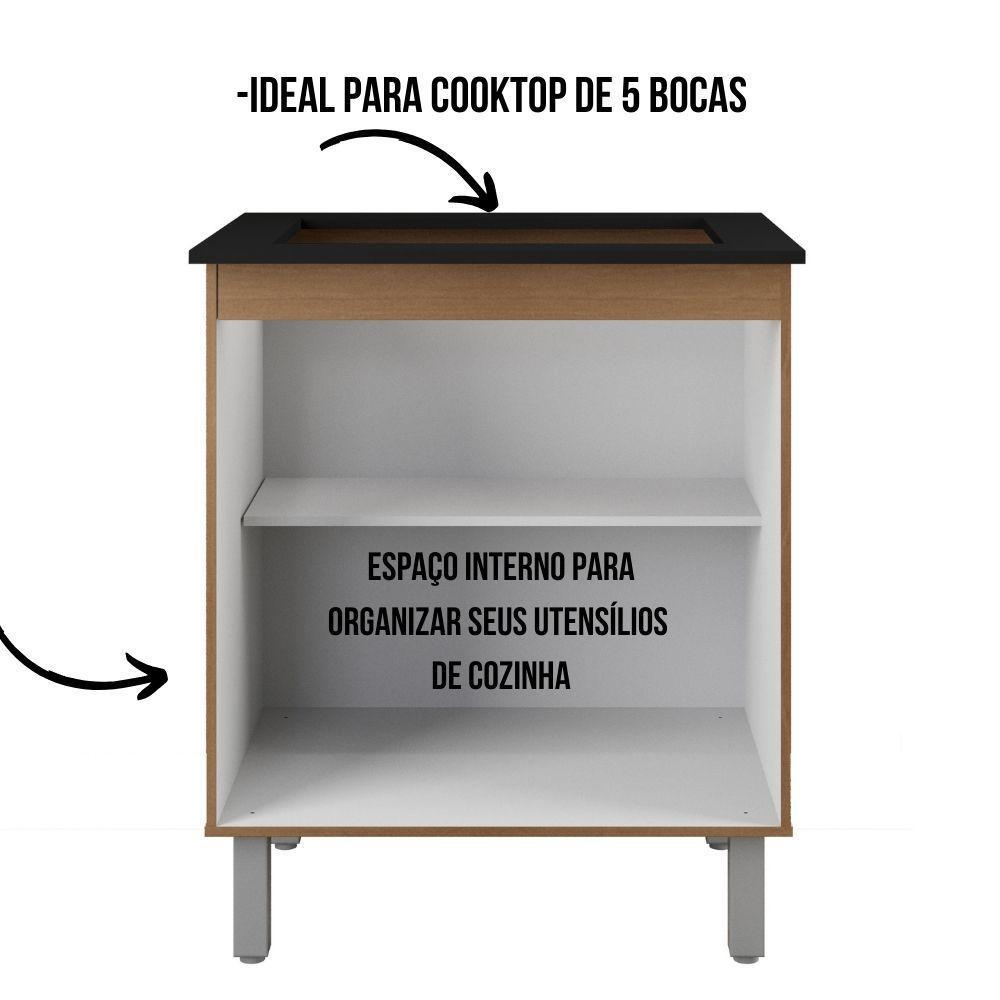 Balcão Para Cooktop Jade 5 Bocas 2 Portas Moblis Cor:savana Preto - 4