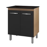 Balcão Para Cooktop Jade 5 Bocas 2 Portas Moblis Cor:savana Preto - 1