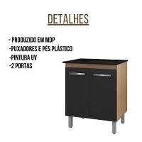 Balcão Para Cooktop Jade 5 Bocas 2 Portas Moblis Cor:savana Preto - 5