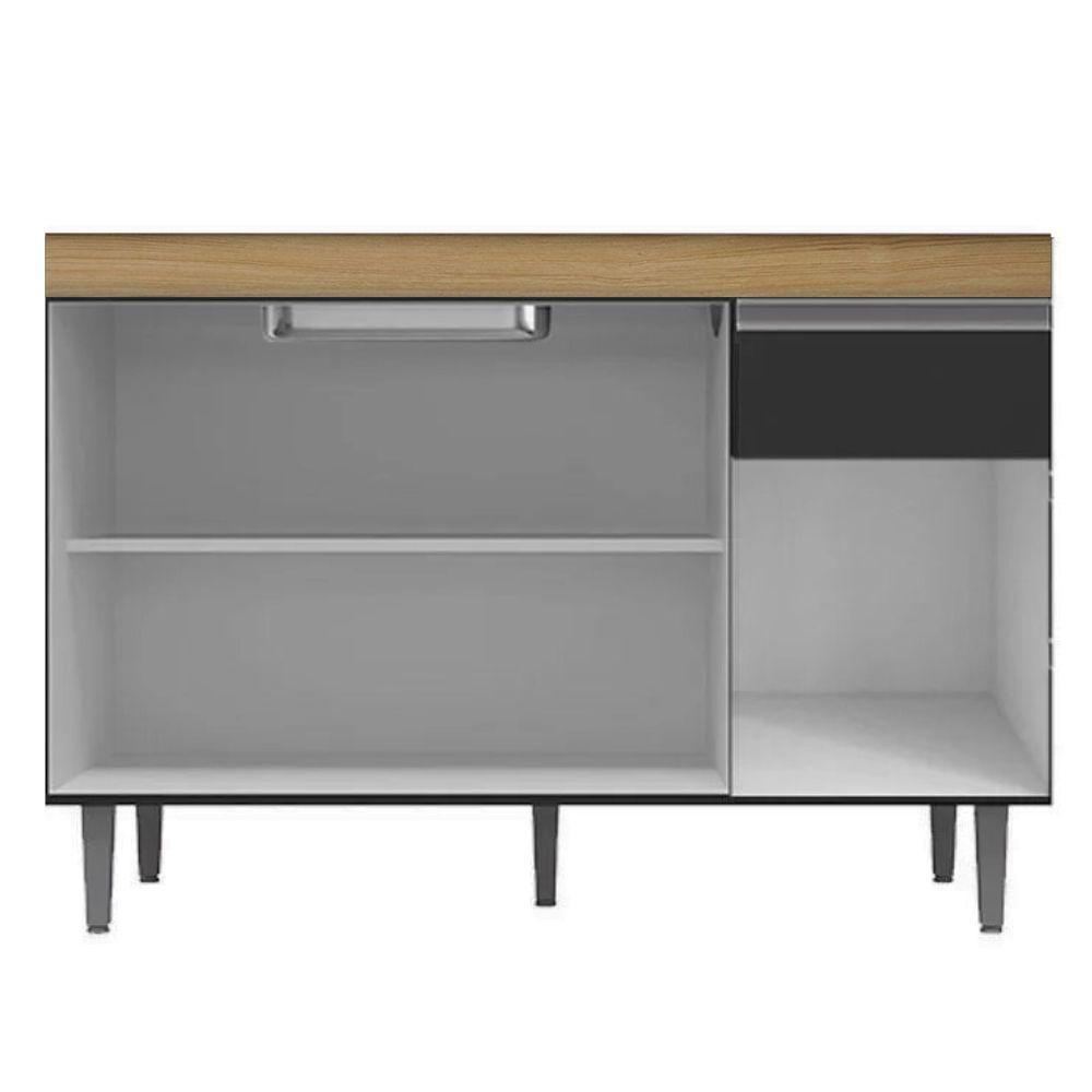 Balcão Para Pia Tatiane 120 Cm Amendoa Preto Ajl - 3